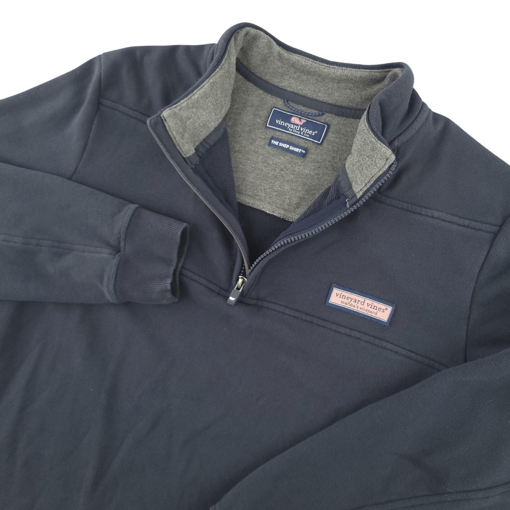 Vineyard Vines Shep Shirt Sweatshirt Mens L Blue 1/4 Zip Mock Neck Pullover
